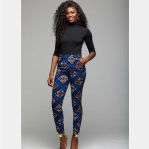 D’iyanu | Safina African Print Blue & Brown Fitted Pant - Size XL